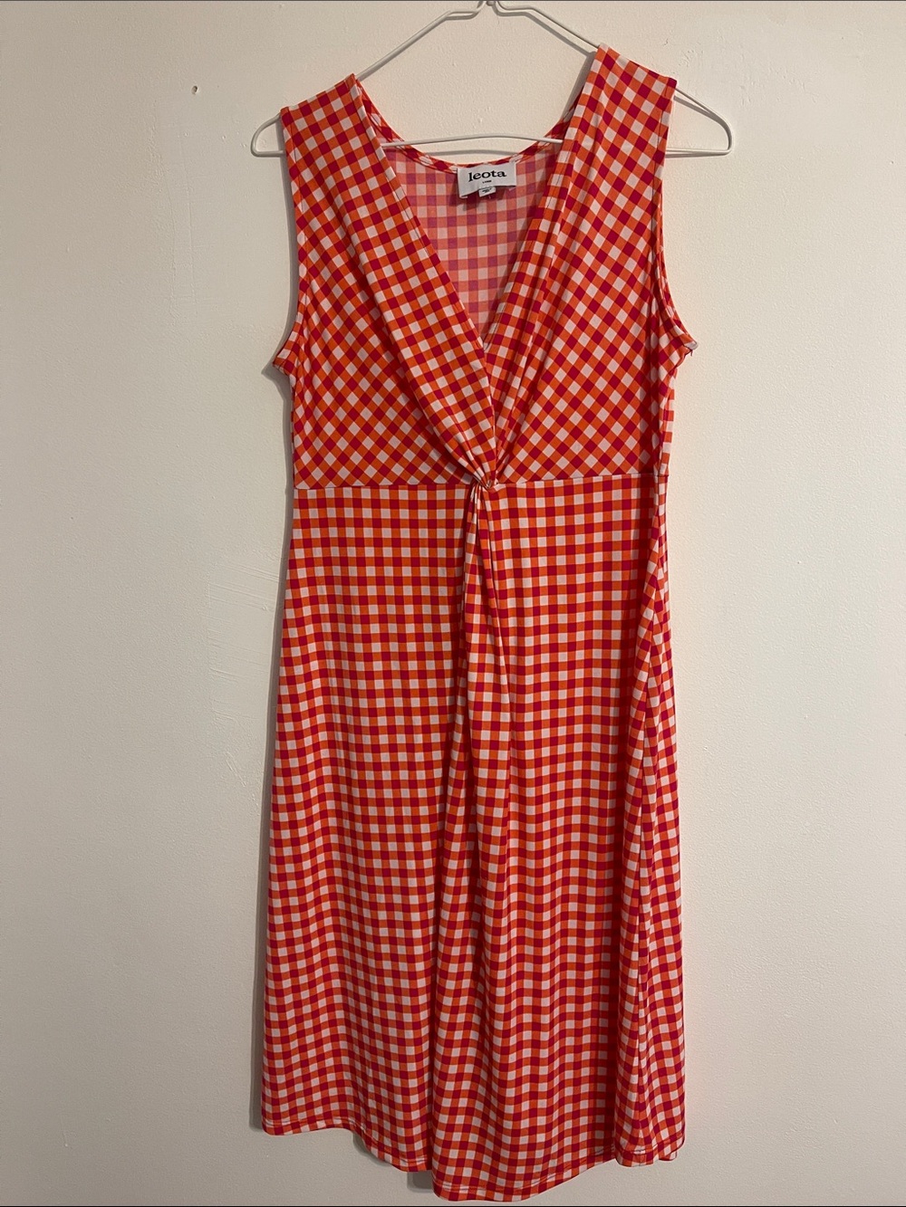 Leota Red and White Gingham Midi Dress